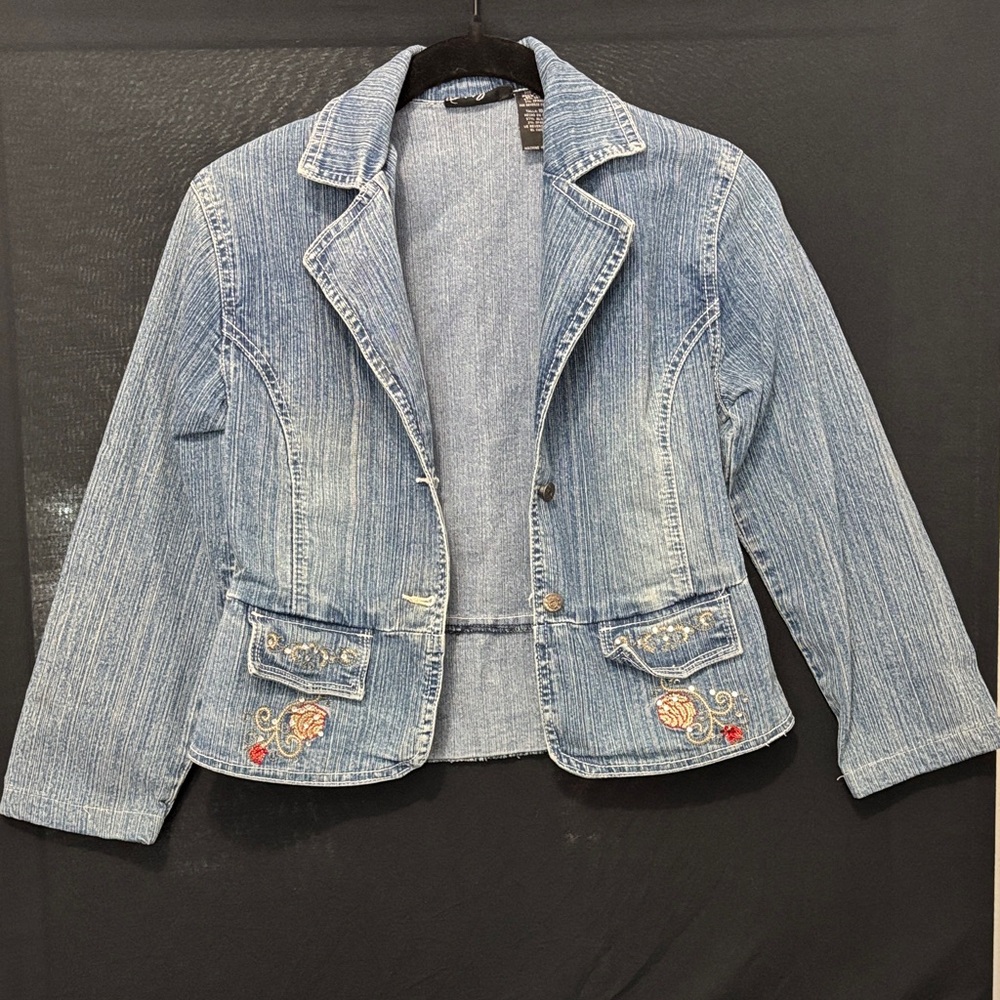 Chic Embroidered Kids Denim Jacket